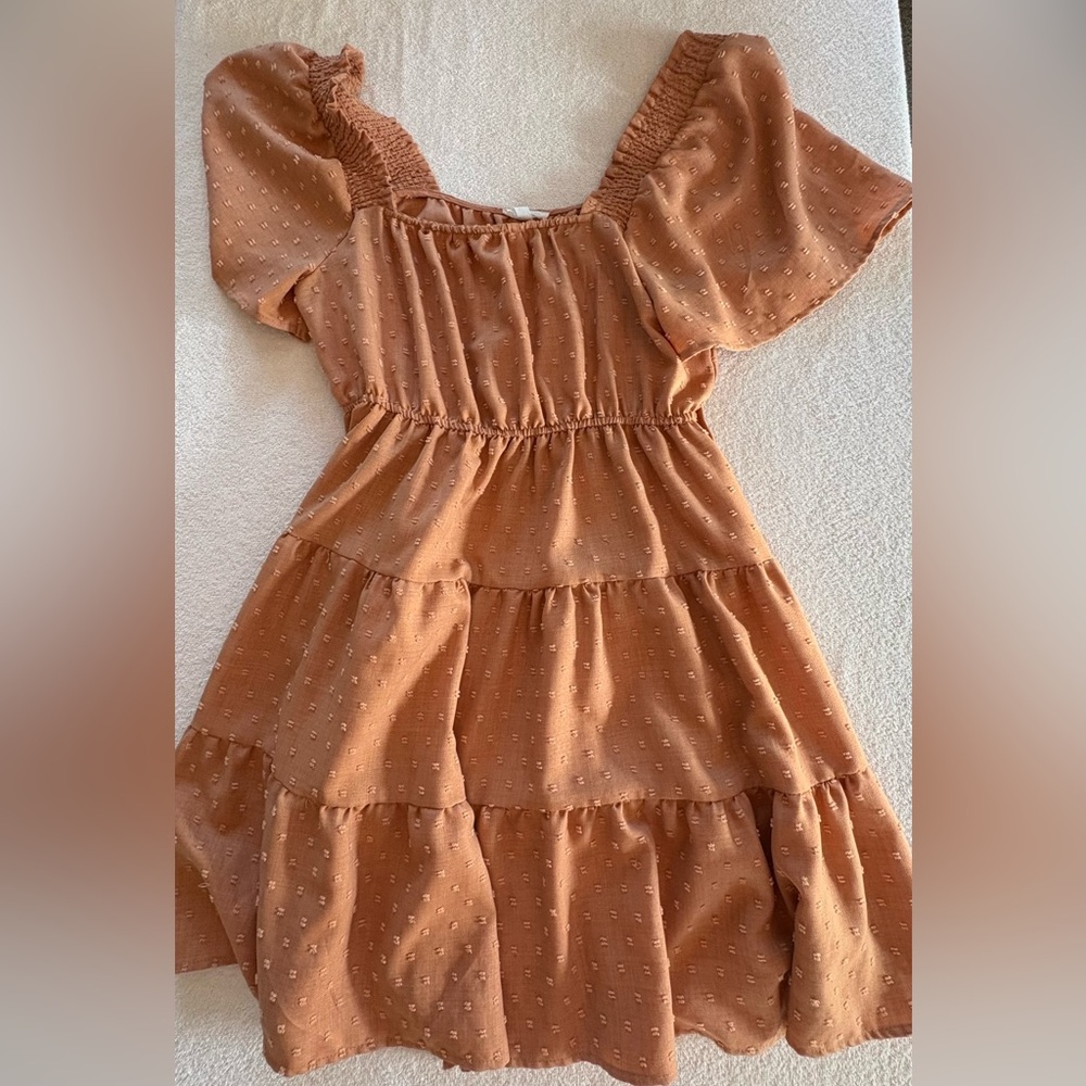 Mine Off Shoulder Tiered Ruffle Swiss Dot Mini Dress Size L